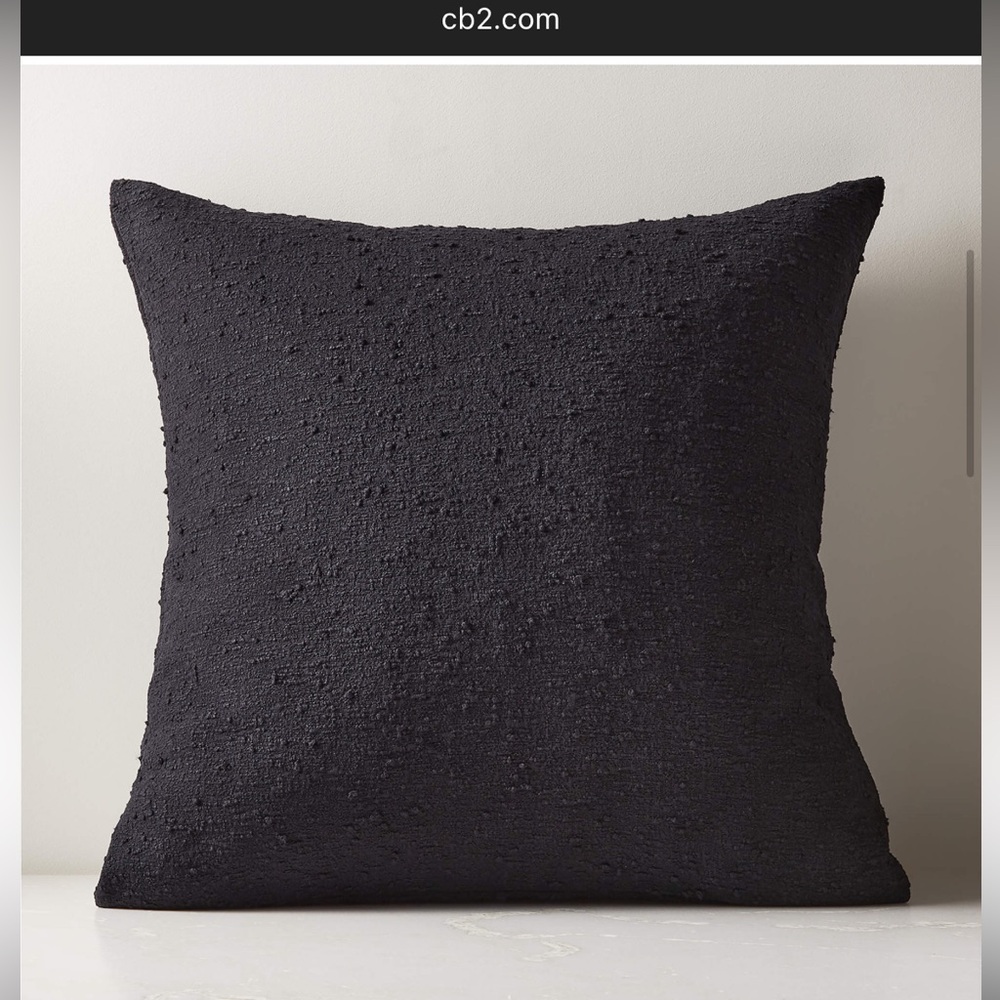 CB2 Black Boucle Throw Pillow 23”